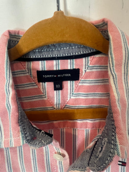 TOMMY HILFIGUER. Camisa rayas logo. T 9-12 meses