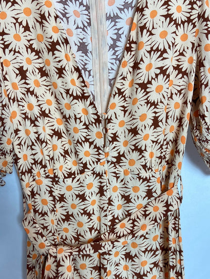 MANGO. Daisy print jumpsuit, size XS