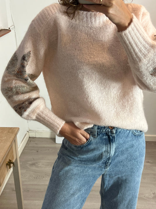 PETITS  HAUTS Jersey rosa claro cuello barco. T 0(S)