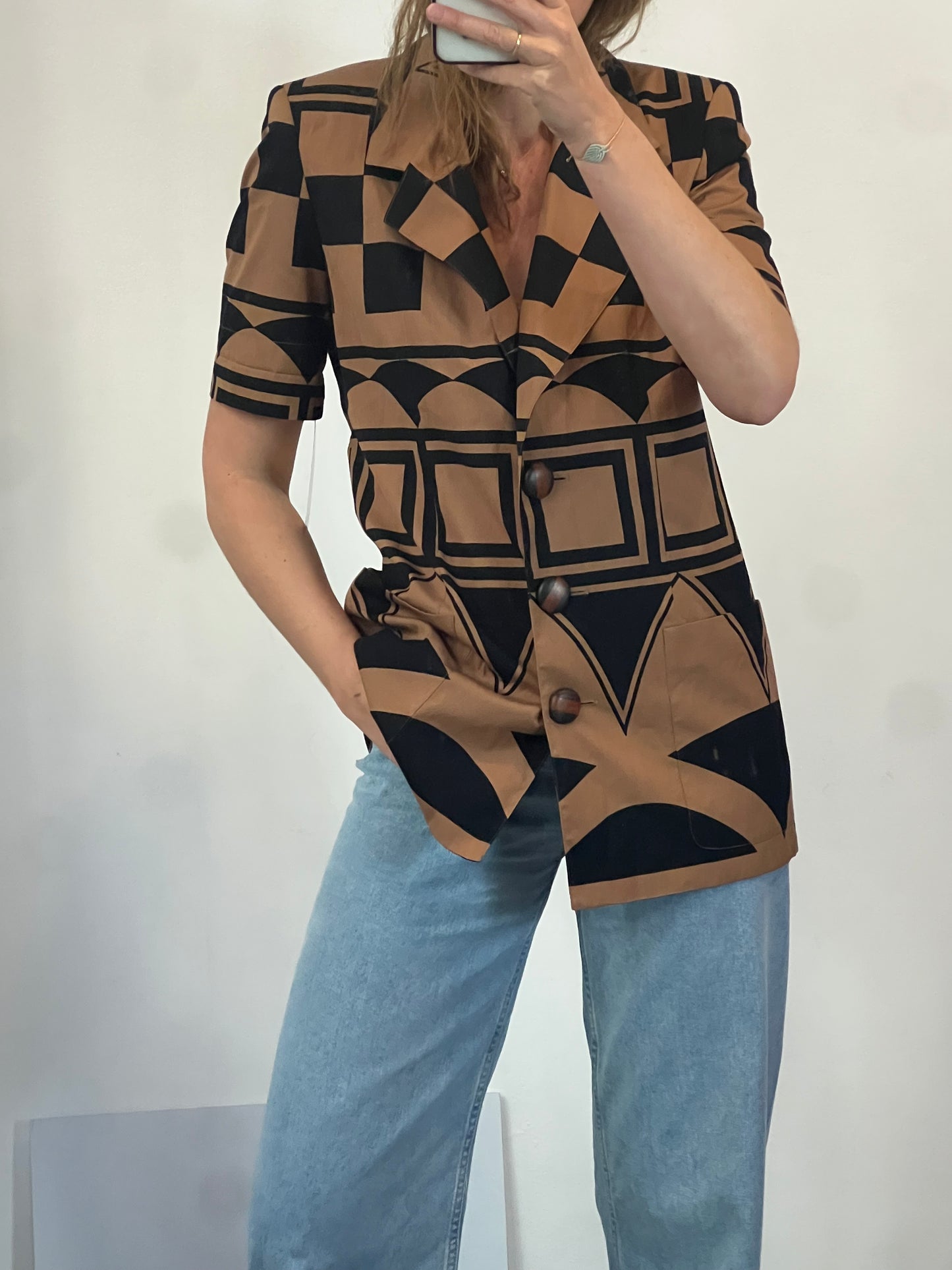 MIMMINA. Blazer marrón y negra estilo vintage T.44