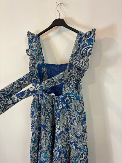 MANGO. Vestido con estampado azul