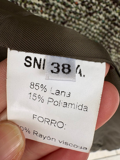 ROBERTO TORRETTA. Abrigo verde jaspeado lana