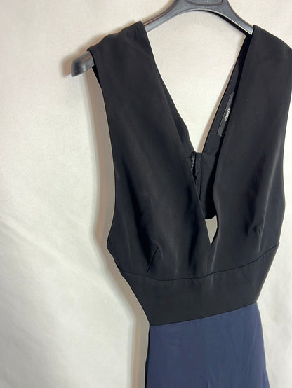 UTERQÜE . Vestido largo bicolor apreturas. T M