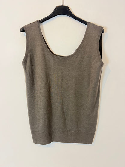 CRUCIANI. Top seda y cashmere verde caza. T 44(M)