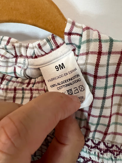 OTRAS. Vestido cuadros detalle nido de abeja. T 9 meses