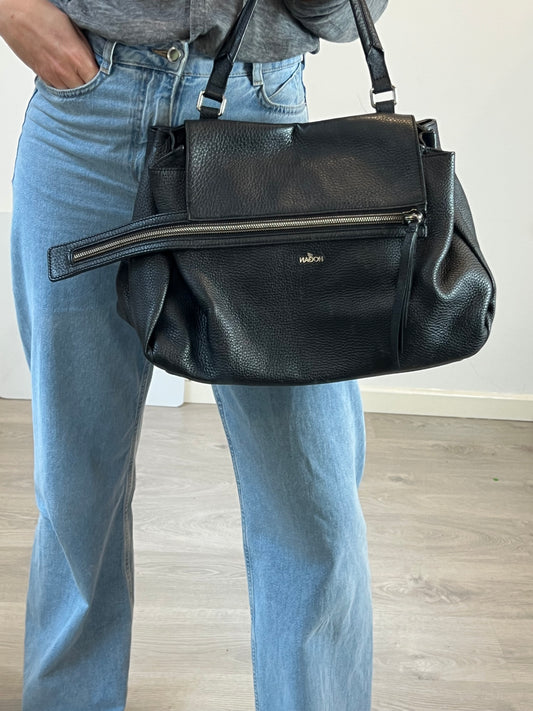 HOGAN. Bolso piel negro detalle cremallera