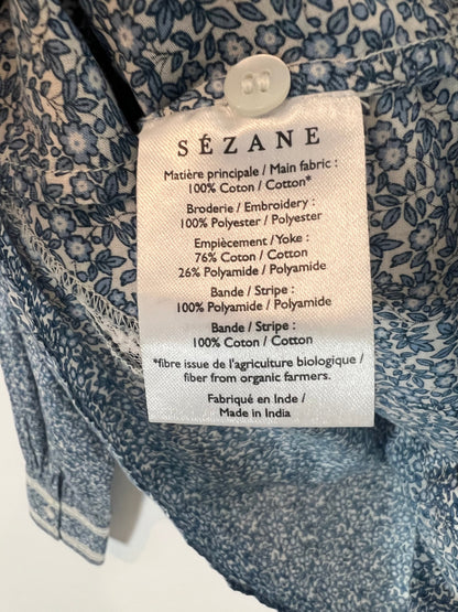 SEZANE. Blue printed blouse, size 40