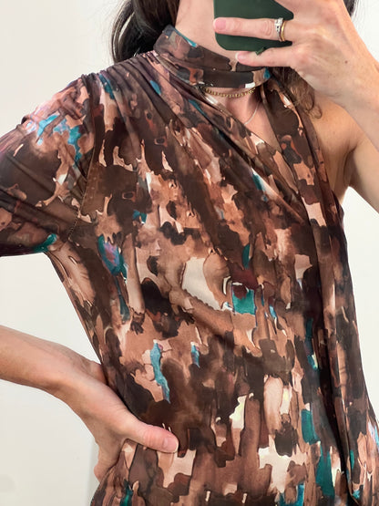 OTRAS. Vestido asimétrico marrones T.u (S)