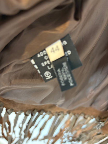 ANTONELLO SERIO. Brown leather vest with fringes. Size 40