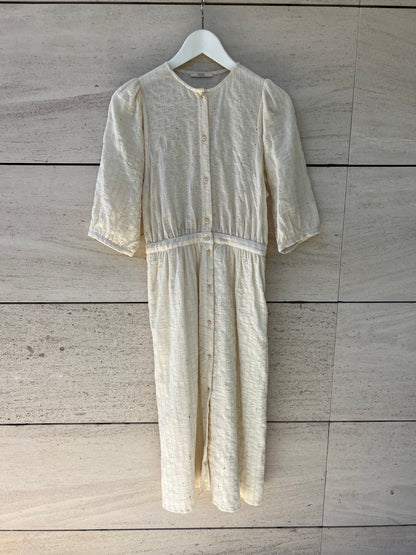 SESSÚN. Vestido beige bordado  T.s