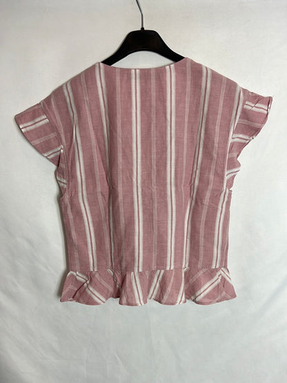ABERCROMBIE&FITCH. Top rayas rosa y blanco T.s