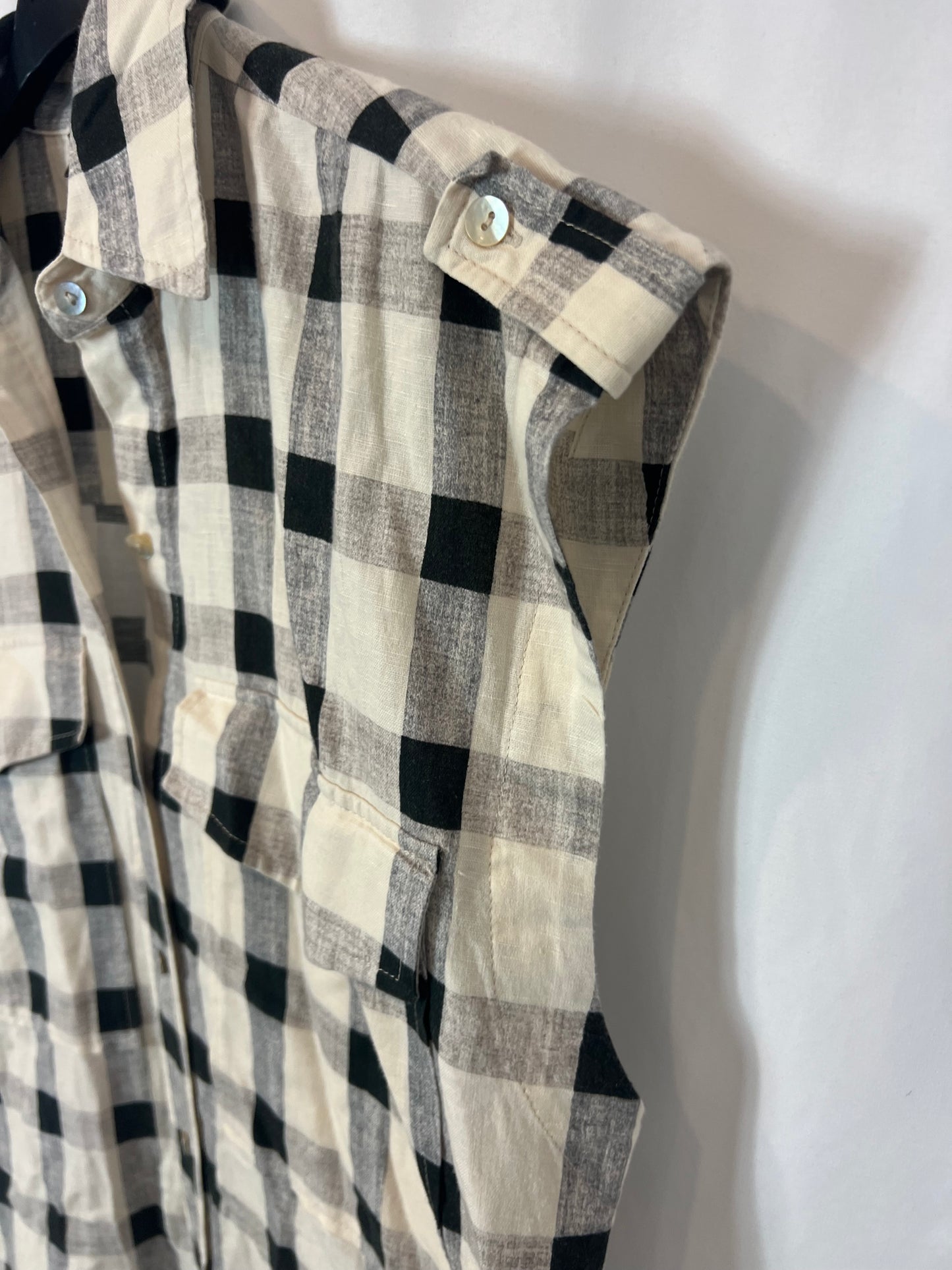 MASSIMO DUTTI. Vestido largo camisero cuadros. T 38