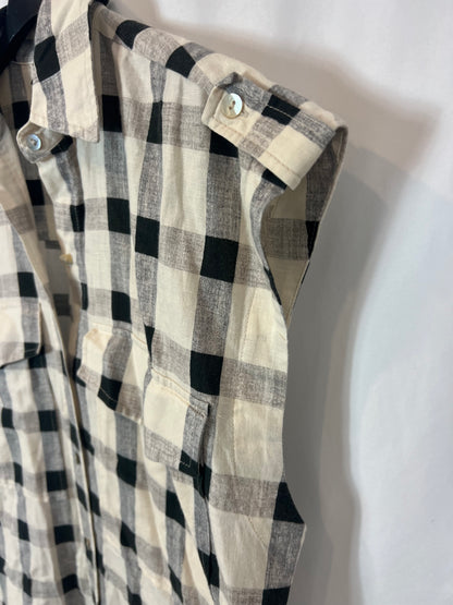 MASSIMO DUTTI. Vestido largo camisero cuadros. T 38