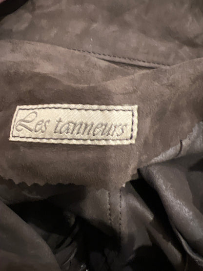 LES TANNEURS.Vestido midi ante marrón T.s