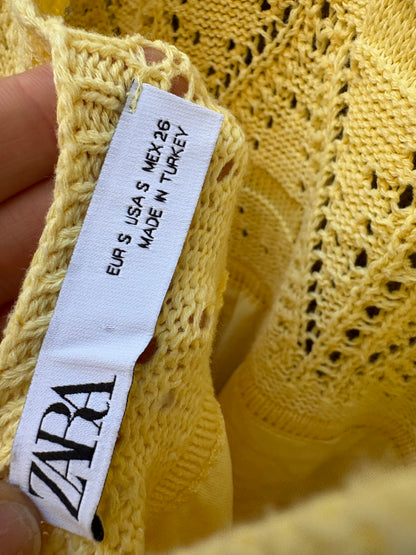 ZARA. Vestido midi punto calado