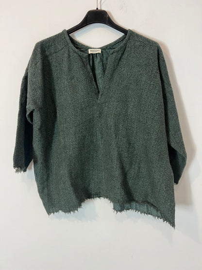 MASSCOB. Top verde jaspeado lana virgen T.xs