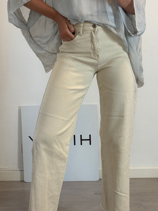 OTHERS. Beige denim with fringes. Size 38