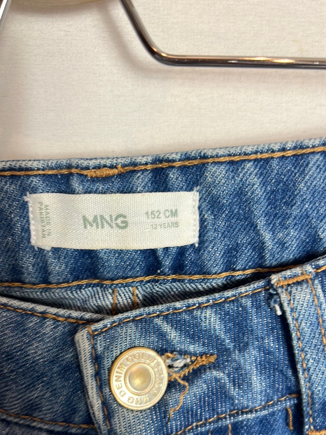 MANGO. Wide-leg denim with fringes. Size 12 years