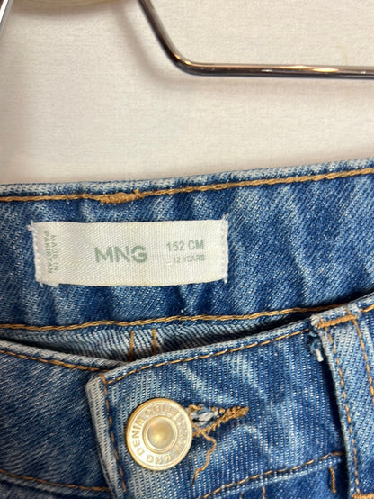MANGO. Wide-leg denim with fringes. Size 12 years