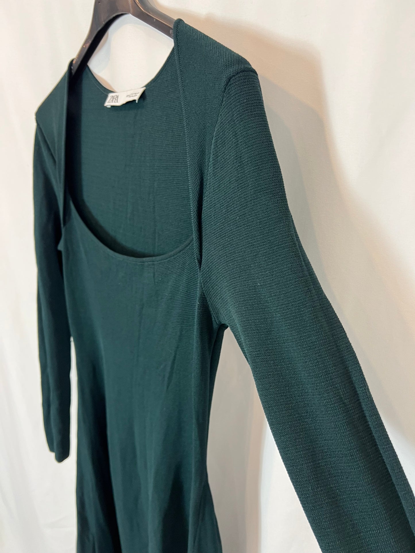 zara dark green dress Zara Draped Linen Dress, Forest green mini dress