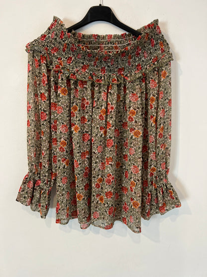 VP COLLECTION. Blusa flores escote nido de abeja. T XS (S)