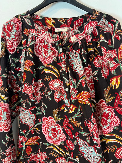 BUGANVILIA. Vestido negro flores  T. XL/2XL