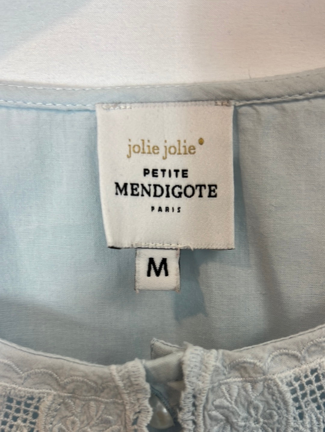 JOLIE JOLIE. blusa azul claro cuello bebé T.m