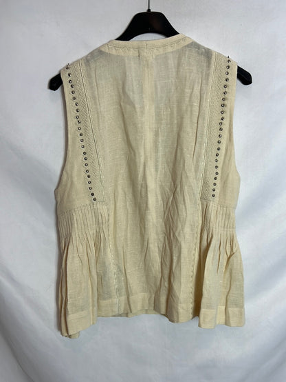 ISABEL MARANT ÉTOILE . Total look beige bordados y tachuelas. T 38/40