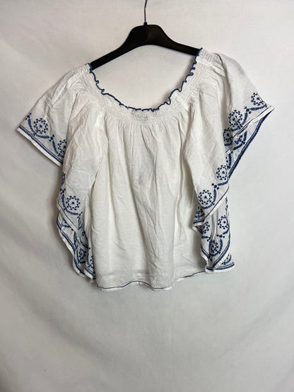 ECOTÉ. Top blanco bordado  T.S