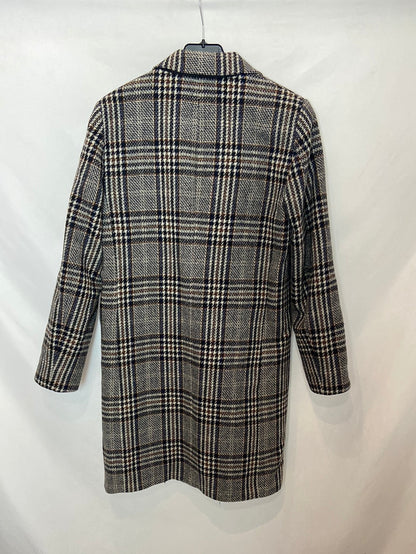 ZARA. abrigo cuadros tonos grises T.m