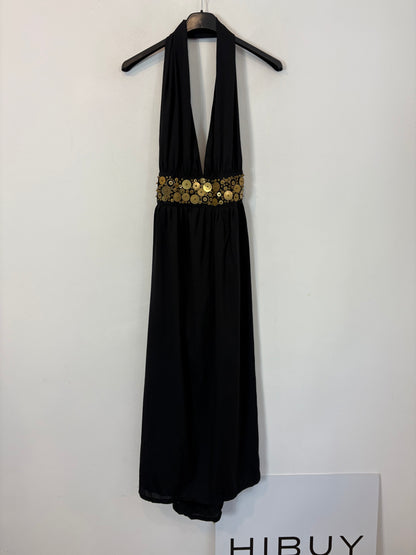 DAL BAT. Vestido midi seda abalorios