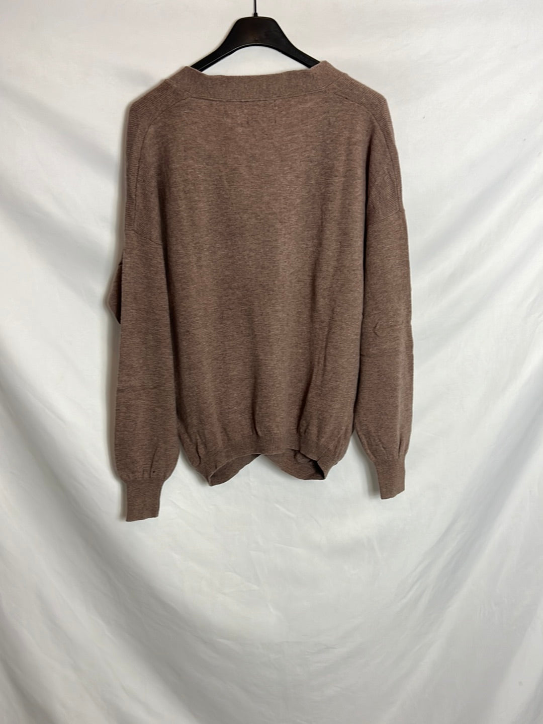 MASSIMO DUTTI. Cárdigan marrón lana y cashmere. T S