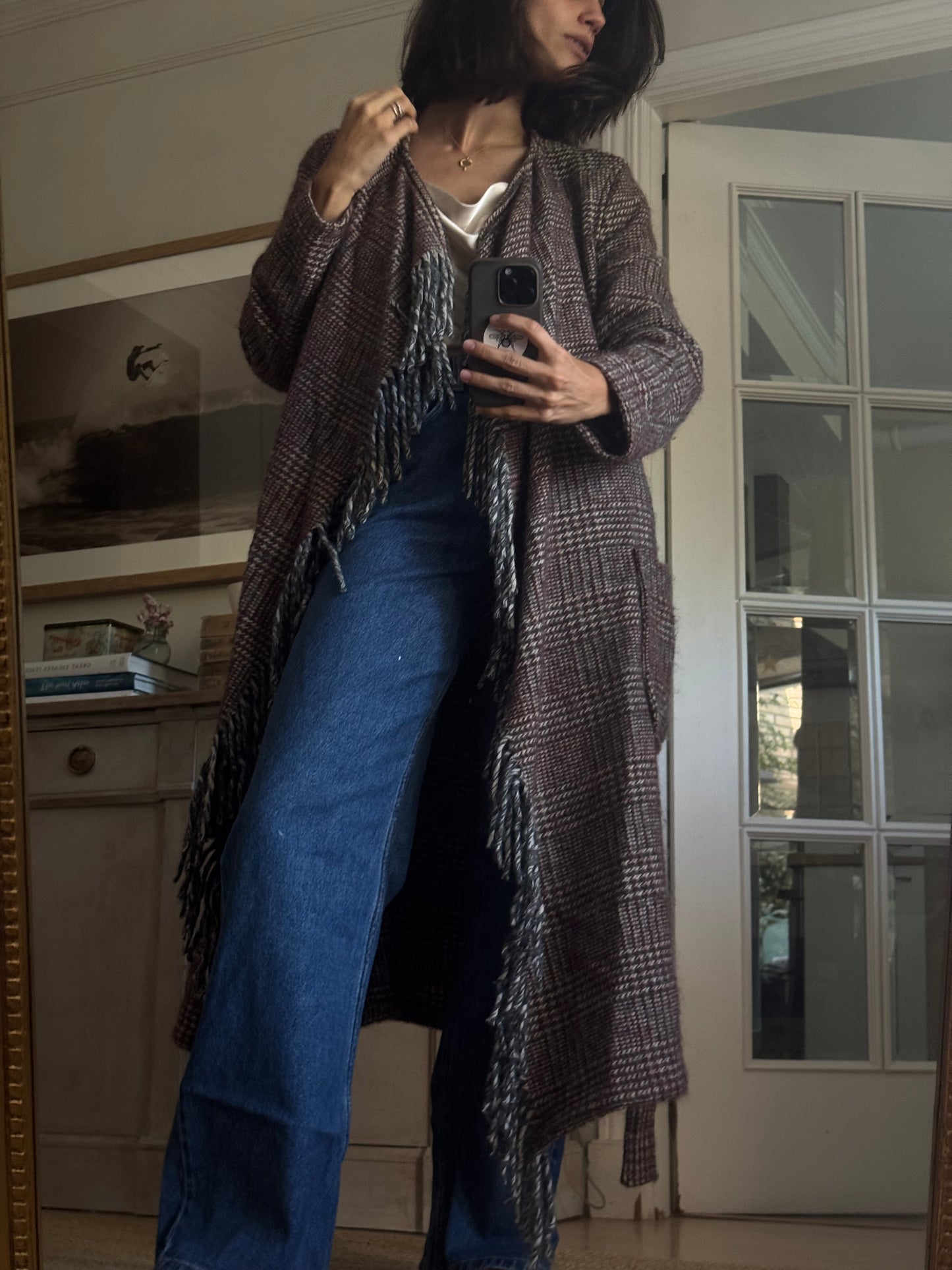 LlOYDS. Abrigo cuadros burdeos