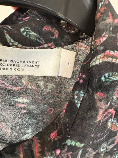IRO. Blusa fluida negra estampada