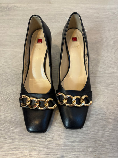 HOGL. Zapatos tacón piel hebilla dorada. T 38