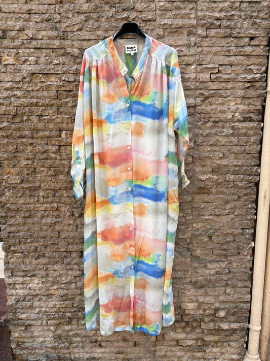 BIMBA Y LOLA. Vestido largo camisero multicolor