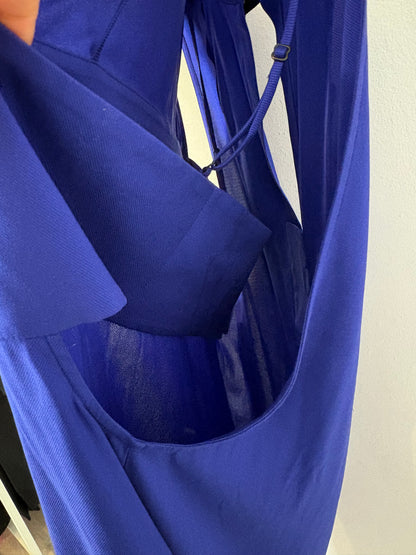ALEXANDER WANG. Vestido seda azul aberturas