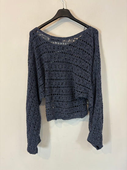 ZARA. Top azul crochet