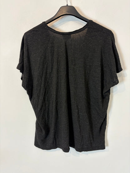 BIMBA Y LOLA . Top gris fluido hilos brillo. T S