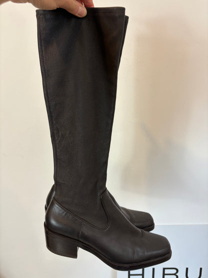 MASSIMO DUTTI. Botas camperas piel marrón