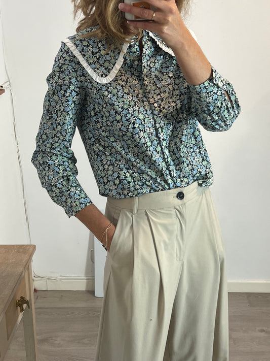 MAJE. Floral blouse with neck detail. Size 1 (XS)