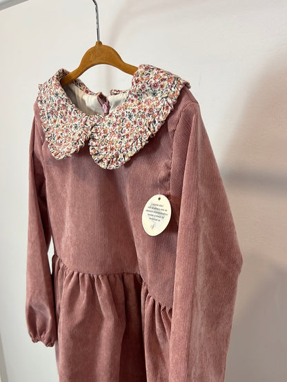 LOLA PALACIOS. Pink textured dress for girls. Size 8 years.