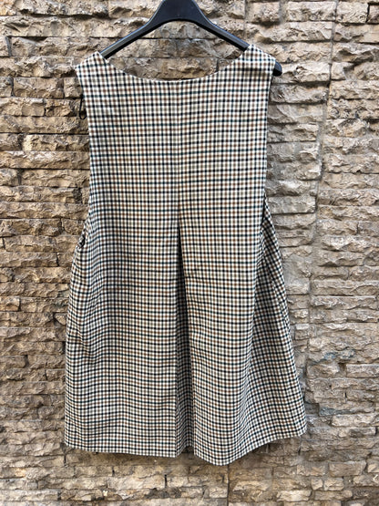 ZARA. Vestido cuadros tonos beiges. T L