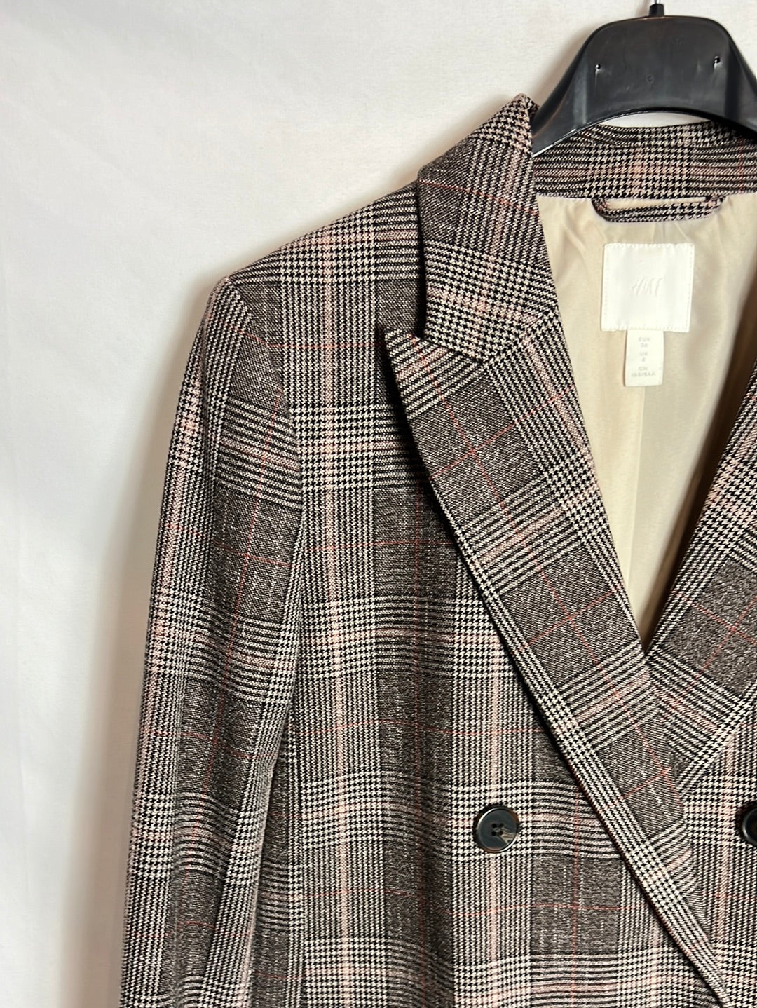H&M. Blazer cuadros doble botonadura. T 36