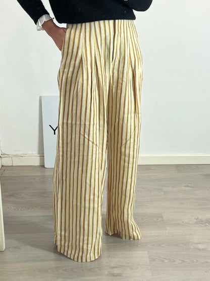 ROMUALDA. Pantalón ancho rayas lino T.m