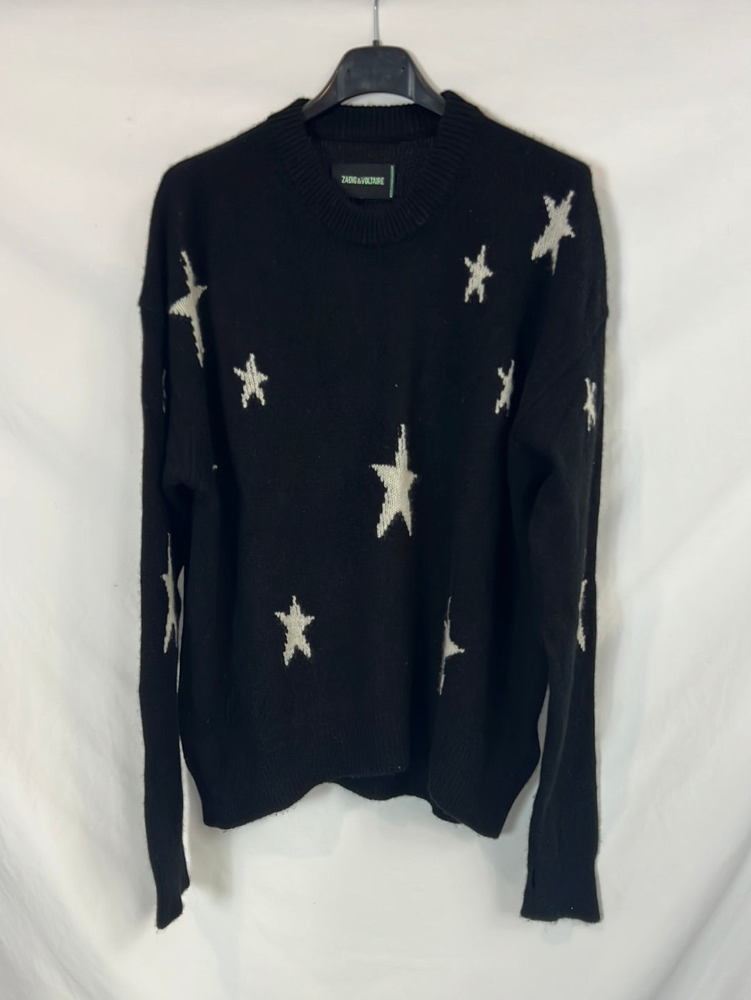 ZADIG&VOLTAIRE. Jersey negro cashmere estrellas. T XS