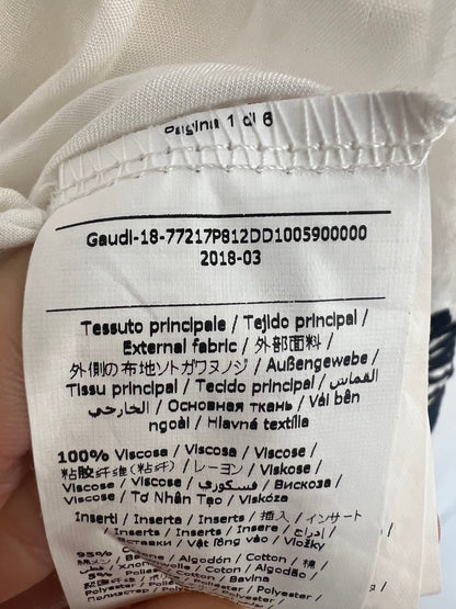 DENNY ROSE. Vestido midi blanco bordados en negros