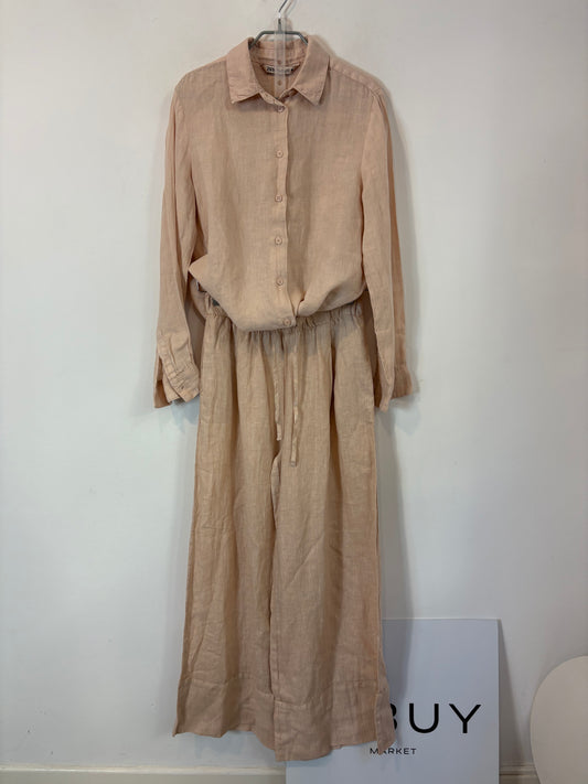 ZARA. Conjunto lino rosa palo