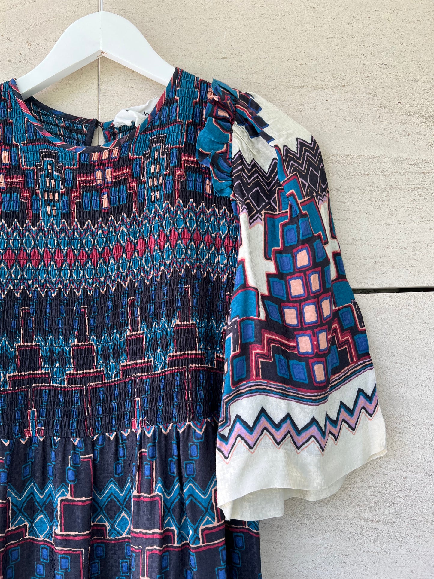 BA&SH. Vestido nido abeja estampado T.xs