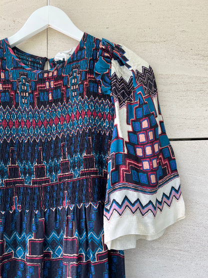 BA&SH. Vestido nido abeja estampado T.xs